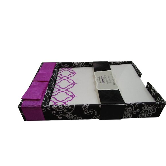 Hallmark Signature Memo Holder 60 Sheet Notepad Black White Box Purple Ribbon N - Picture 5 of 10